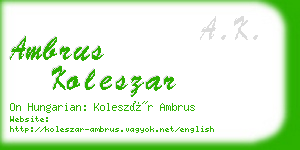 ambrus koleszar business card
